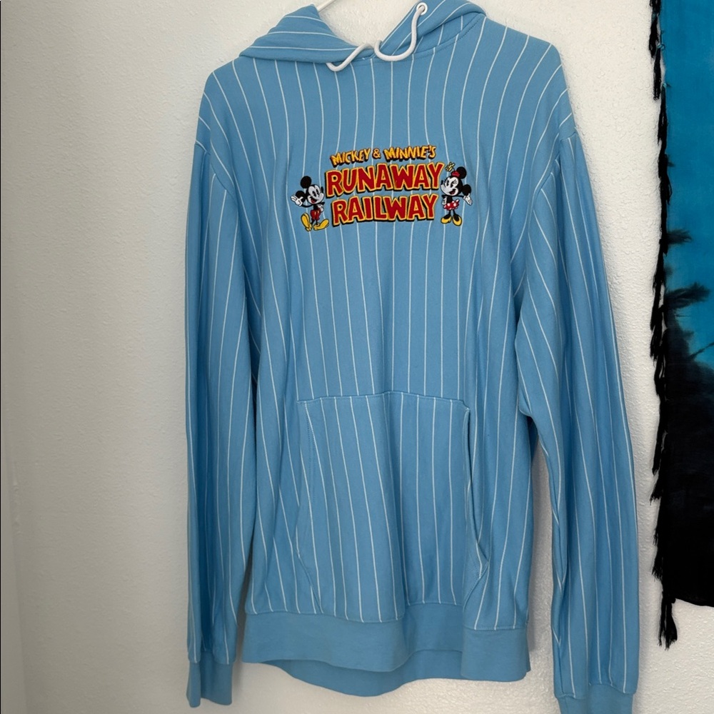 Disney Light Blue Hoodie with White Stripes